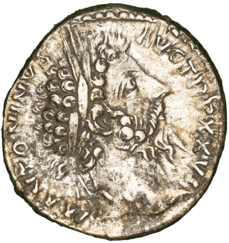 The face of an ancient coin.